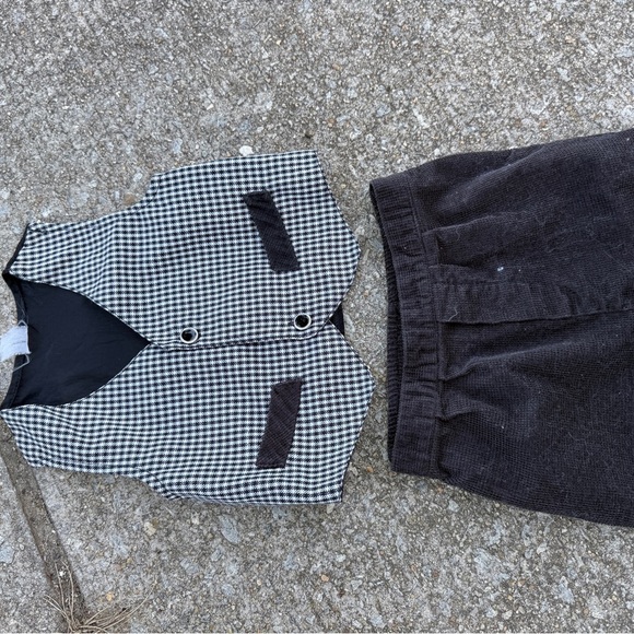 Vintage Y2K 90s Corduroy Houndstooth Vest Pants Suit Set Size 24 Months - Picture 2 of 6